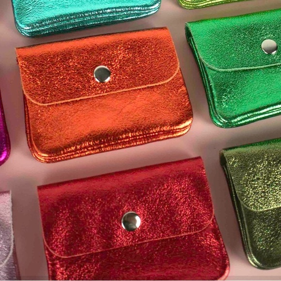 Red Metallic Leather Coin Purse - Picture 1 of 11